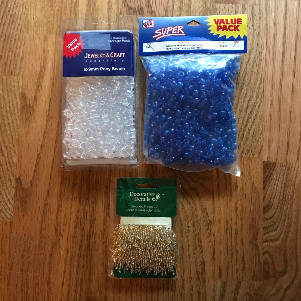 NWT Set of 2 Pony Beads (720 Each) & Beaded Fringe